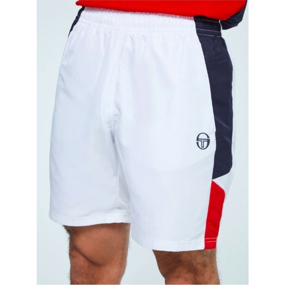 Sergio Tacchini White Navy and Red NWT Athletic Shorts - Picture 1 of 5